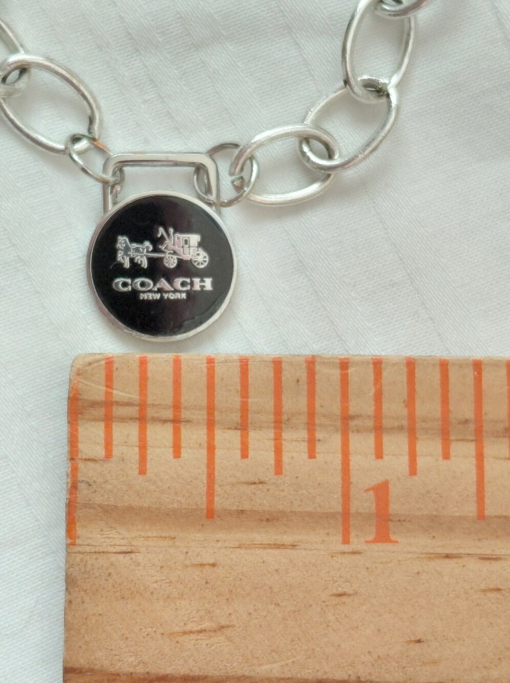 Coach Silver Black Charm Necklace - Picture 4 of 5